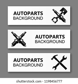 Auto parts banner. Modern template vector design. Vector car service design auto parts template. Header Design Elements. Abstract auto parts banner template background. Collection car service design