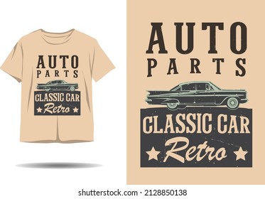 Auto parts classic car retro silhouette tshirt design