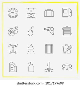 Auto Parts line icon set simple windshield, engine belt and auto part