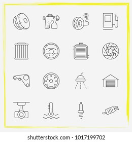 Auto Parts line icon set auto part, auto spark and radiator