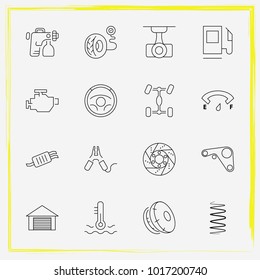 Auto Parts line icon set gas station, coolant and engine belt