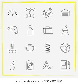 Auto Parts line icon set car engine, gas station and simple windshield