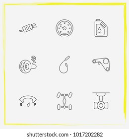 Auto Parts line icon set auto part, camcorder and oil change