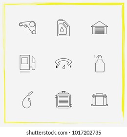 Auto Parts line icon set simple windshield, oil change and spark plug wire