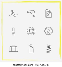 Auto Parts line icon set auto spark, oil change and paint