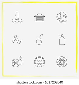 Auto Parts line icon set coolant, spark plug wire and airbag on