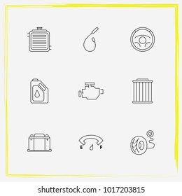 Auto Parts line icon set car battery, spark plug wire and steering wheel 