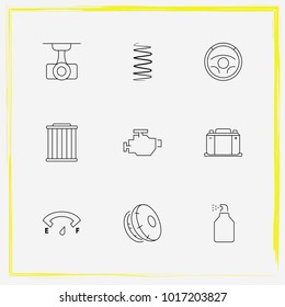 Auto Parts line icon set paint, car window spray and car filter