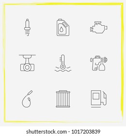 Auto Parts line icon set spark plug wire, auto part and auto spark