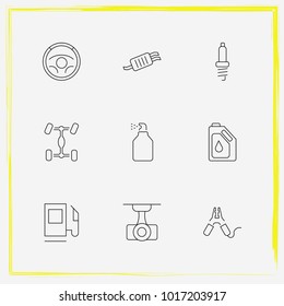 Auto Parts line icon set gas station, oil change and auto part