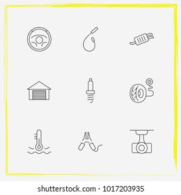 Auto Parts line icon set exhaust, coolant and auto part