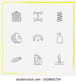 Auto Parts line icon set simple windshield, radiator and coolant