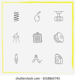 Auto Parts line icon set auto part, auto spark and airbag on