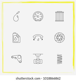 Auto Parts line icon set simple windshield, shock absorber  and engine belt