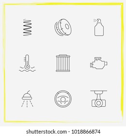 Auto Parts line icon set shock absorber , airbag on and car filter