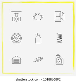 Auto Parts line icon set paint, oil change and gas station