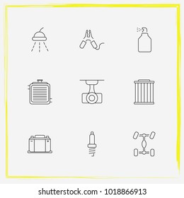 Auto Parts line icon set auto part, battery terminal and car battery