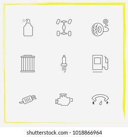 Auto Parts line icon set simple windshield, auto spark and car filter