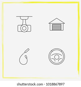 Auto Parts line icon set auto part, spark plug wire and steering wheel 