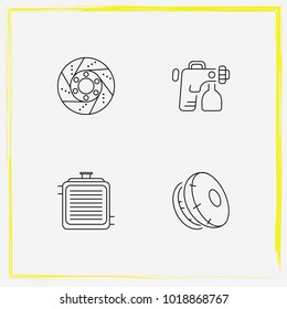 Auto Parts line icon set radiator, brake disc and car painting