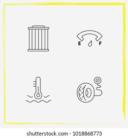Auto Parts line icon set simple windshield, car filter and tire pressure