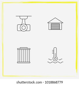 Auto Parts line icon set auto garage, coolant and camcorder