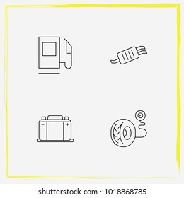 Auto Parts line icon set gas station, exhaust and tail-pipe