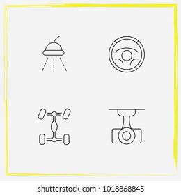 Auto Parts line icon set auto part, steering wheel  and chassis car