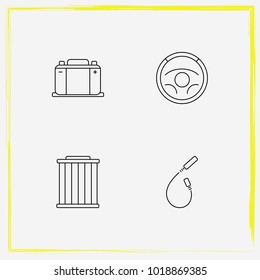 Auto Parts line icon set car battery, steering wheel  and car filter