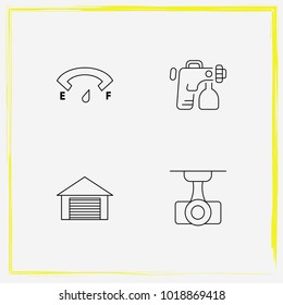 Auto Parts line icon set simple windshield, camcorder and auto garage