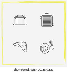 Auto Parts line icon set car battery, tire pressure and engine belt