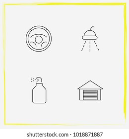 Auto Parts line icon set paint, car wash and auto garage