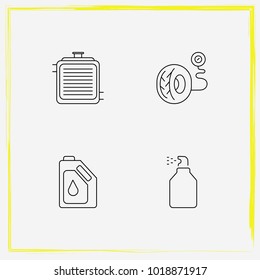 Auto Parts line icon set tire pressure, paint and radiator