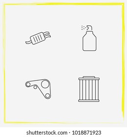 Auto Parts line icon set car window spray, car filter and paint