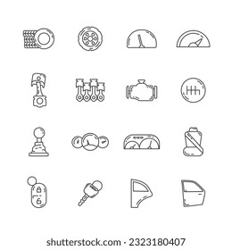Auto parts line icon set. car service line icon set.