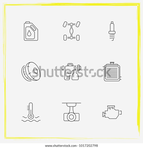 Auto Parts line icon set car painting, auto\
spark and camcorder