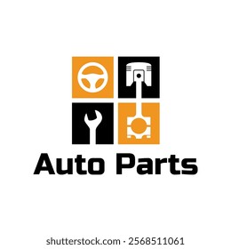 Auto parts logo design. Automotive parts, automobile repairing car, vector design and illustration