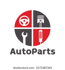 Auto parts logo design. Automotive parts, automobile repairing car, vector design and illustration