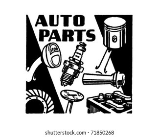 Auto Parts - Retro Ad Art Banner