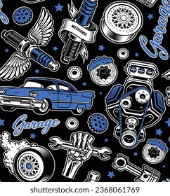 auto parts seamless background, hot rod themed design