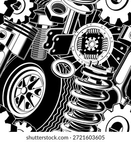 Auto Teile nahtlosen Hintergrund. Vektor. Hintergrund, Tapeten für eine Garage, Autoservice oder Stoffdruck.