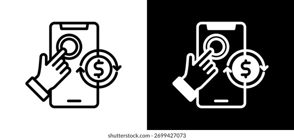 Icono de pago automático blanco negro Ilustración vectorial