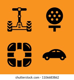 auto, player, powered and white icons set. Vector illustration for web and design
