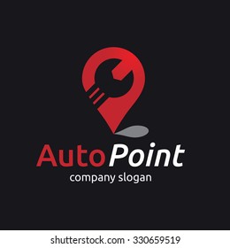 Auto Point,automobile Repair Service, Spare Parts Store,Vector Logo Template