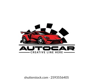 auto racer and flag illustration