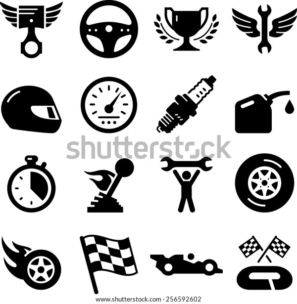 Auto Racing Icons Stock Vector (Royalty Free) 256592602