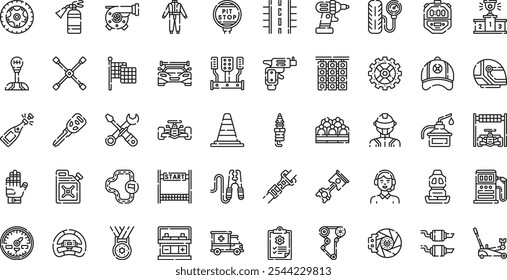 Iconos de carreras automáticas Colección de iconos vectoriales de alta calidad con trazo editable. Ideal para Profesional y Proyectos Creativos.