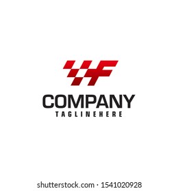 Auto racing letter F logo template design concept