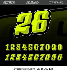 Auto racing number effect design vector editable