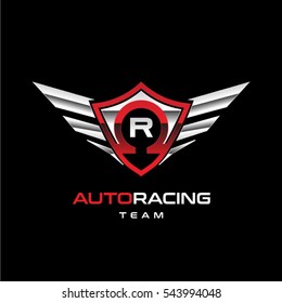 Auto Racing Winged Logo Sign Symbol Icon